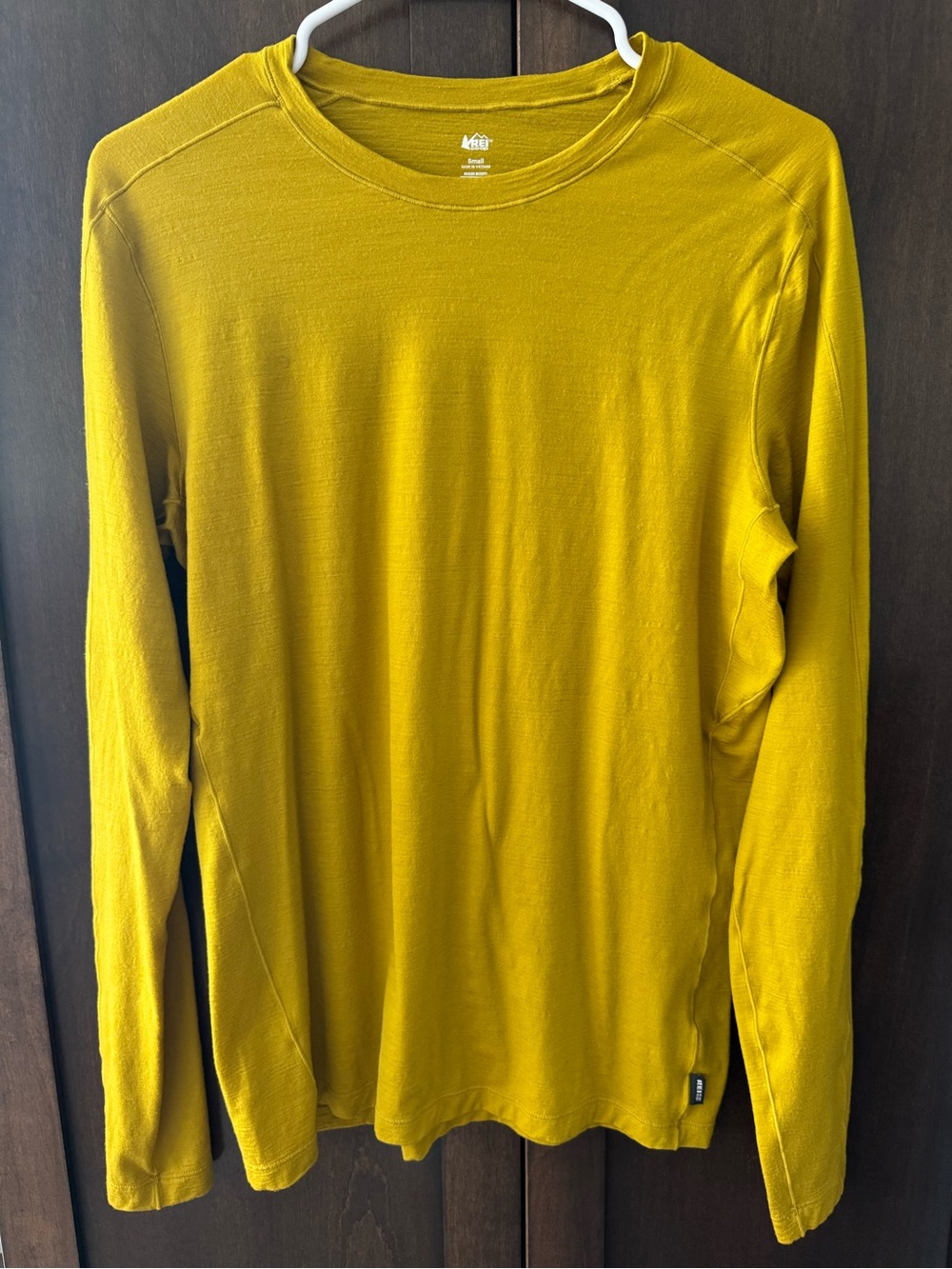 REI Long Sleeve Merino Wool Crew Top - Mustard Sz Smal